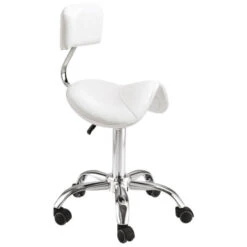 Tabouret Blanc Selle Cheval + Dossier